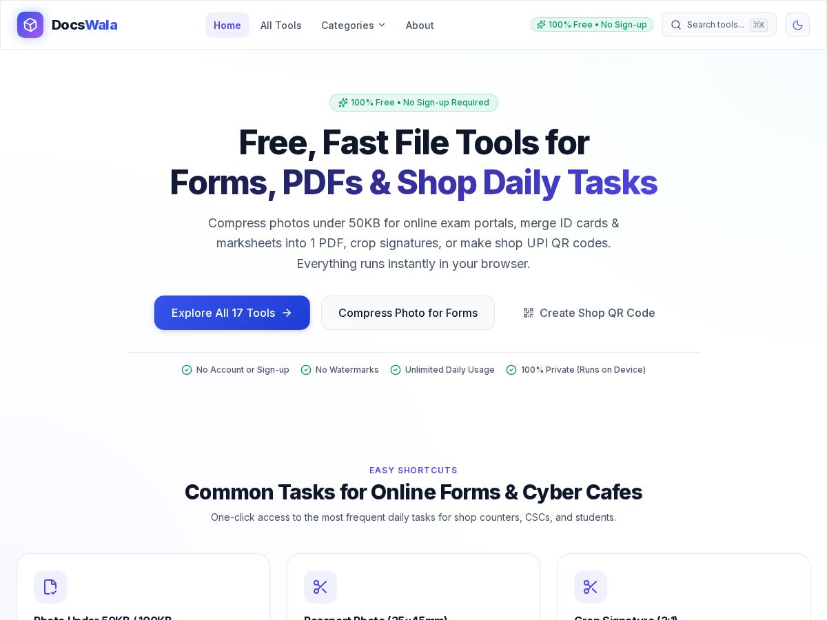 Landing-page snapshot of docswala.net