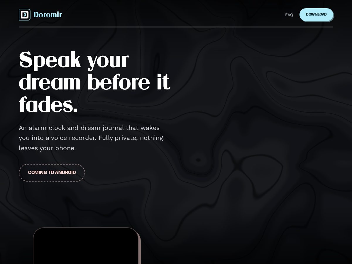 Landing-page snapshot of doromir.com