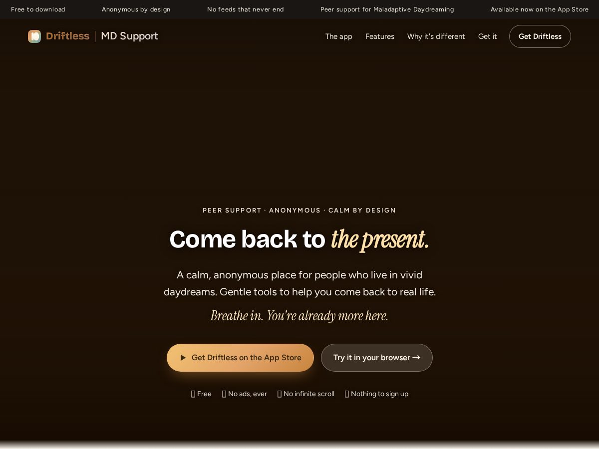 Landing-page snapshot of driftlessmds.com