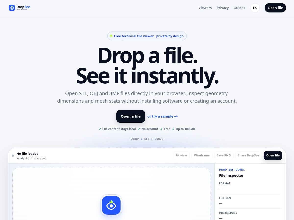 Landing-page snapshot of dropsee.net