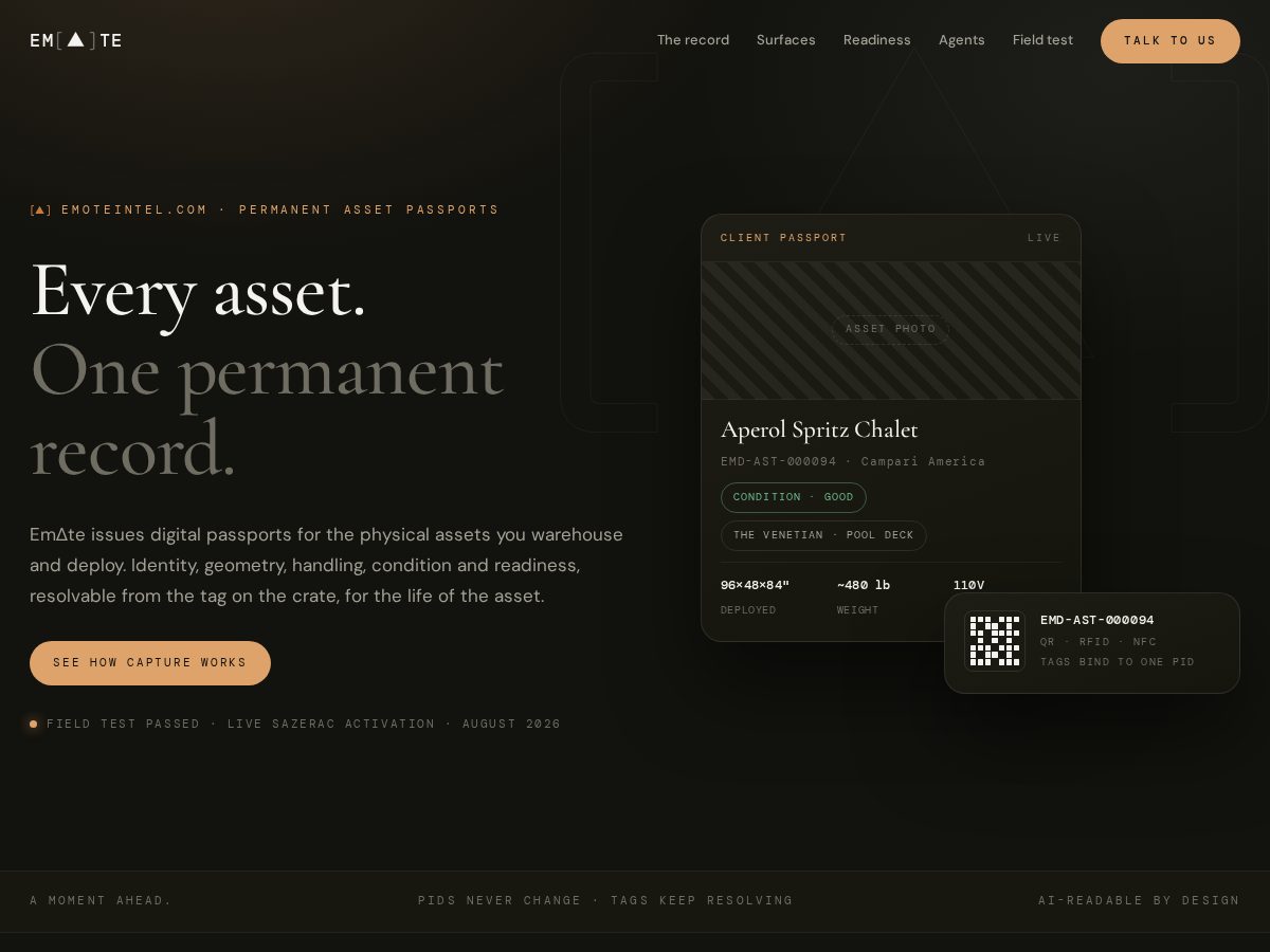 Landing-page snapshot of emoteintel.com