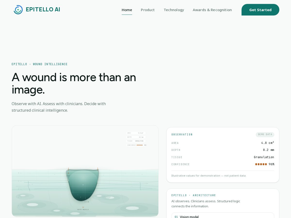Landing-page snapshot of epitelloai.com