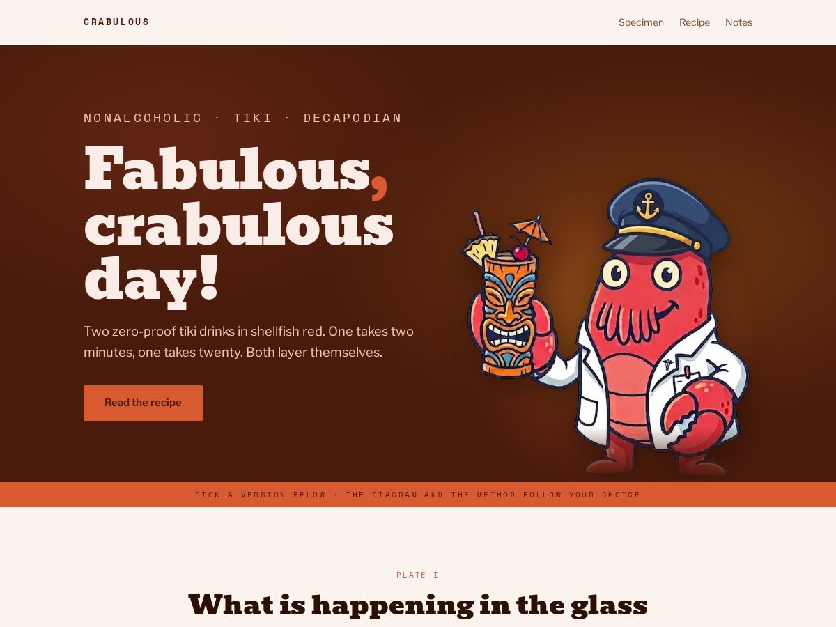Landing-page snapshot of fabulouscrabulous.day