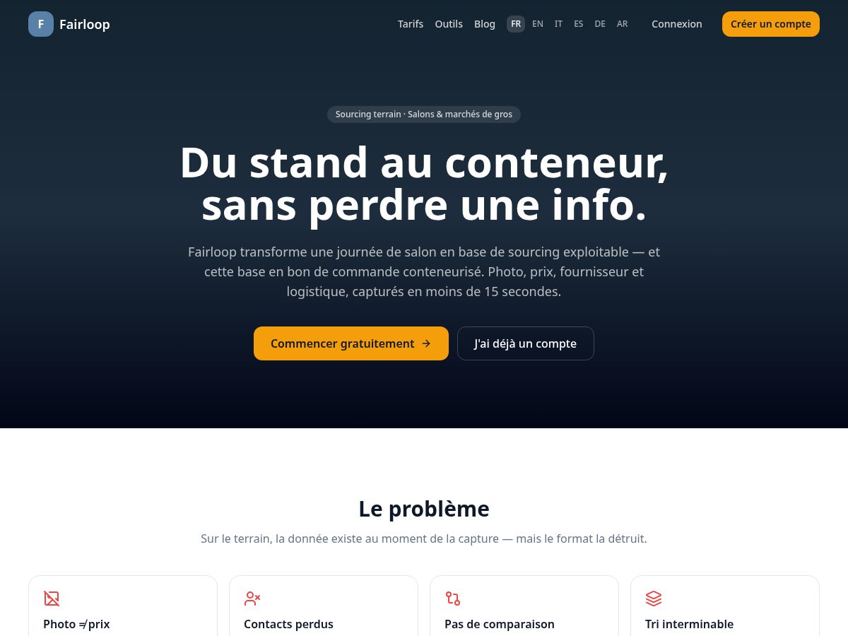 Landing-page snapshot of fairloop.app