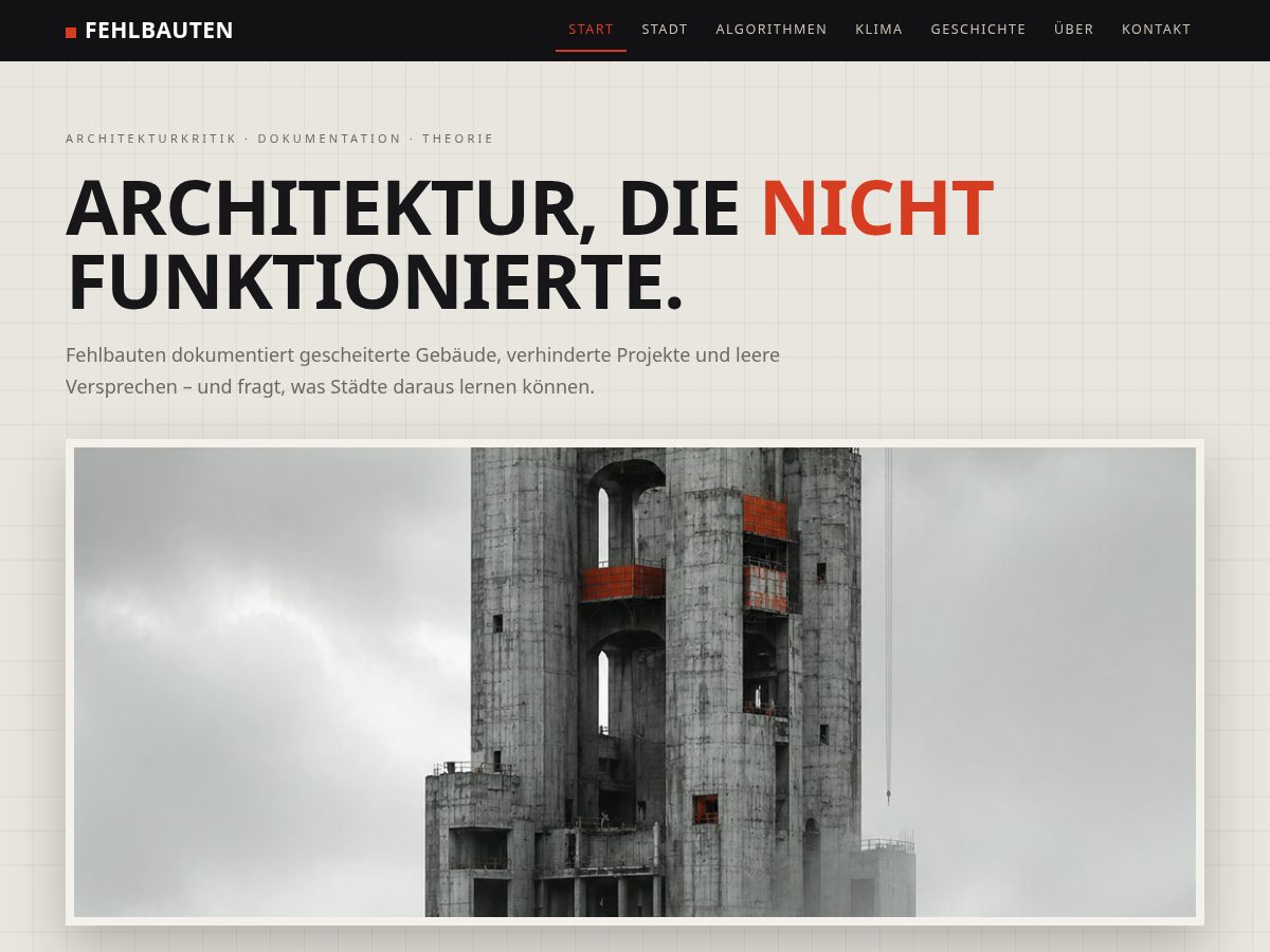 Landing-page snapshot of fehlbauten.com