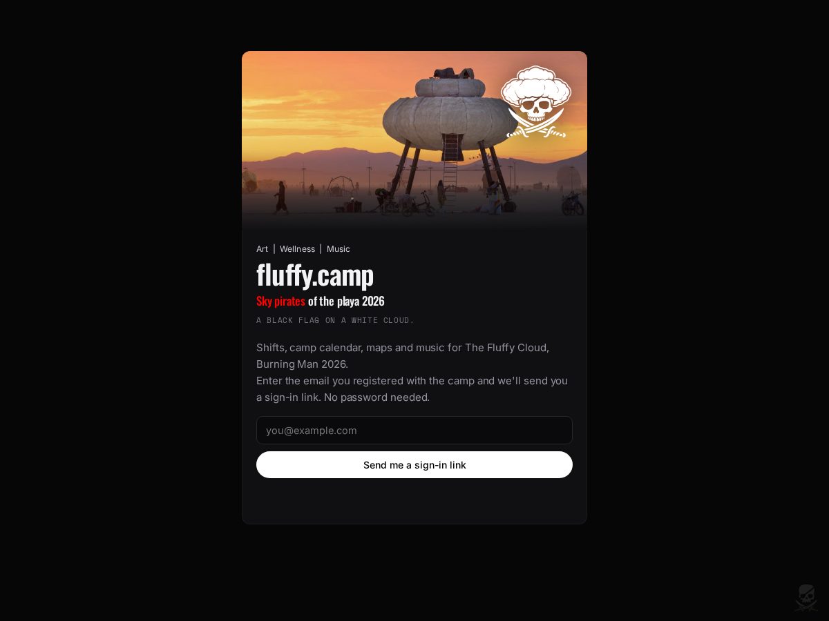 Landing-page snapshot of fluffy.camp