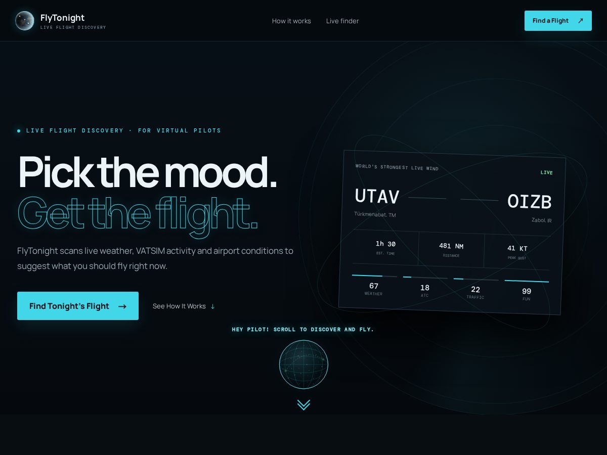 Landing-page snapshot of flytonight.net