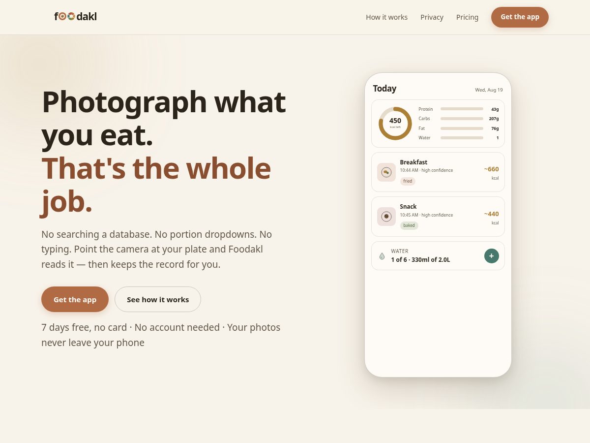 Landing-page snapshot of foodakl.com