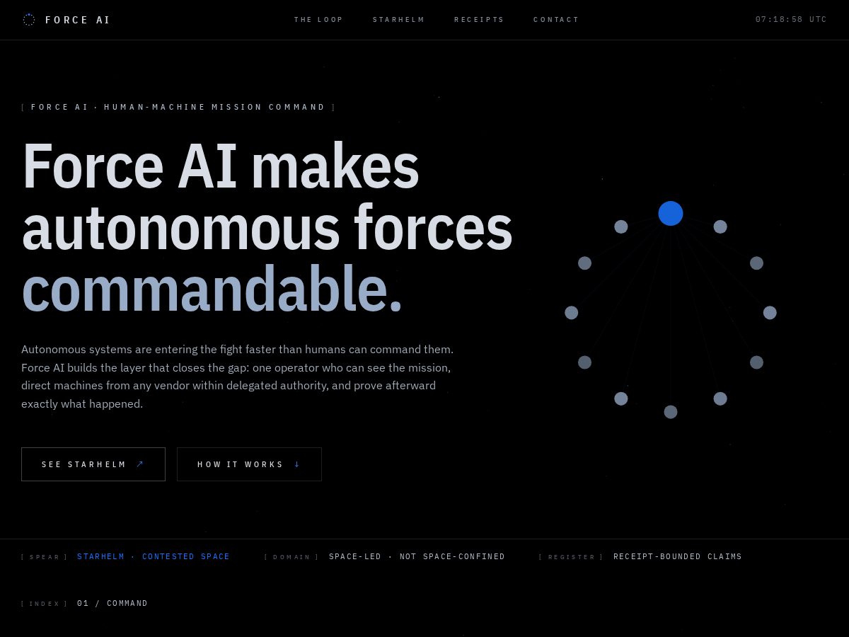 Landing-page snapshot of force.space