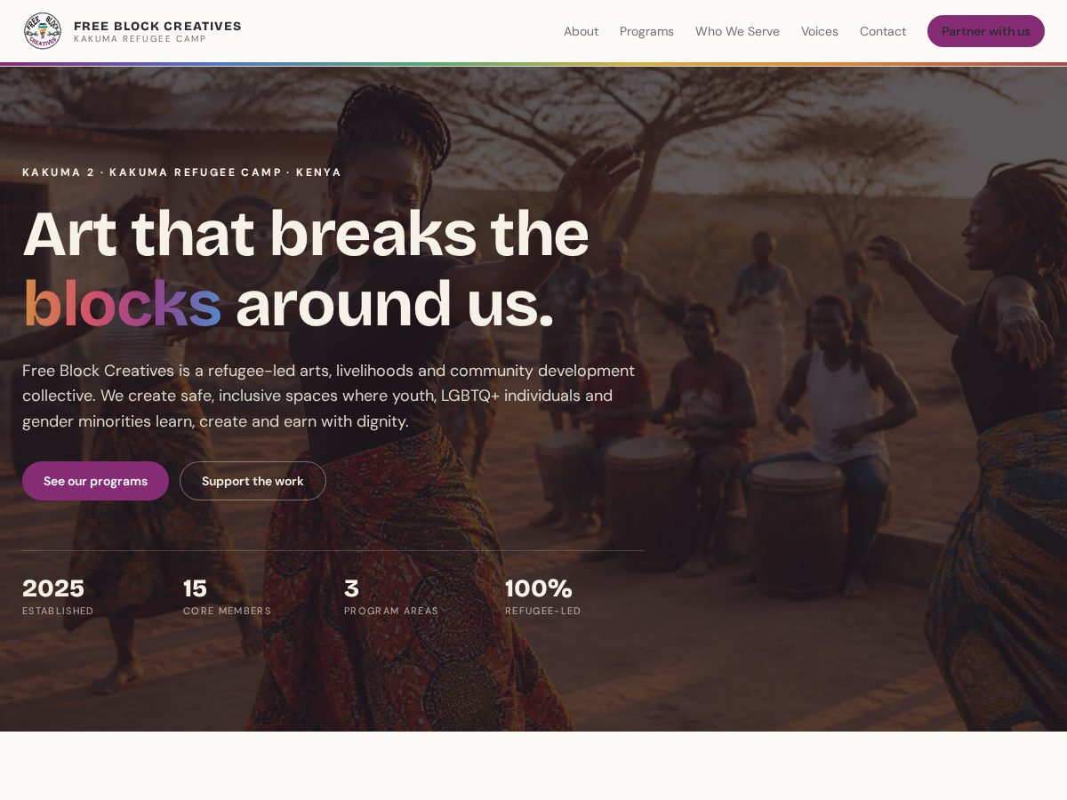 Landing-page snapshot of freeblockcreatives.org