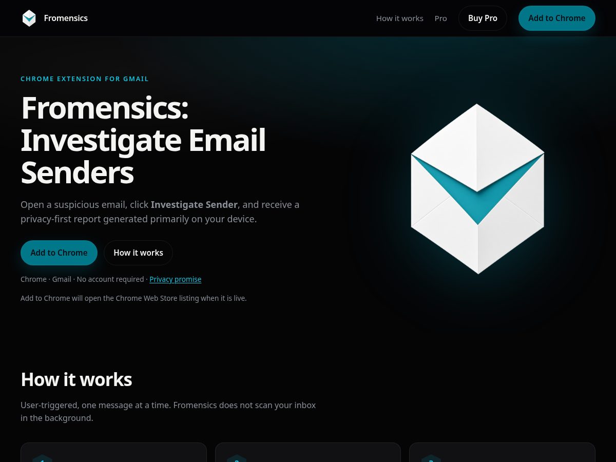 Landing-page snapshot of fromensics.com
