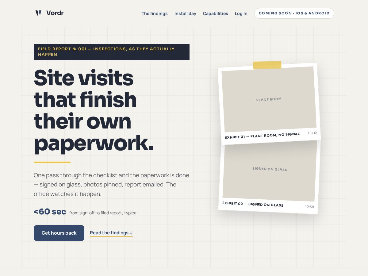 Landing-page snapshot of getvordr.app