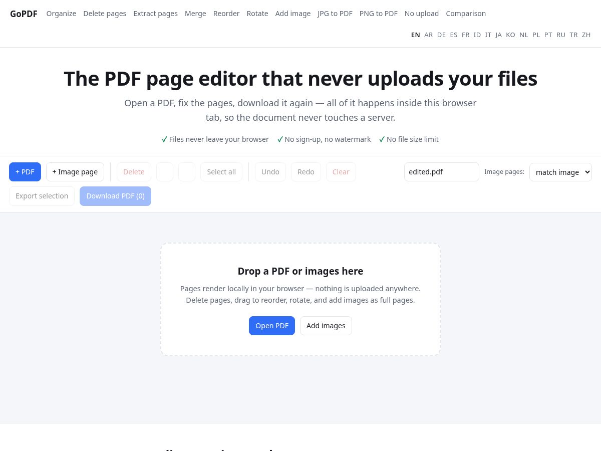 Landing-page snapshot of gopdf.live