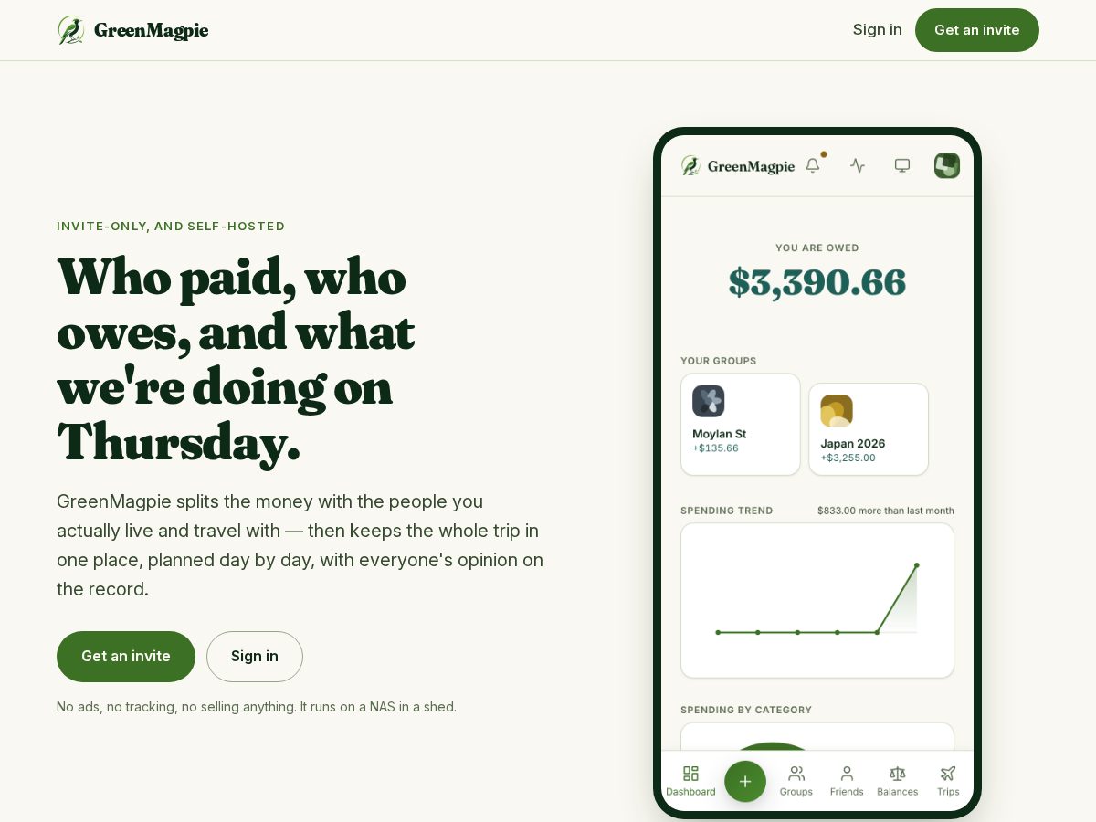 Landing-page snapshot of greenmagpie.app