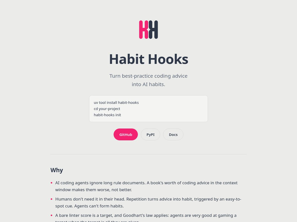 Landing-page snapshot of habit-hooks.com