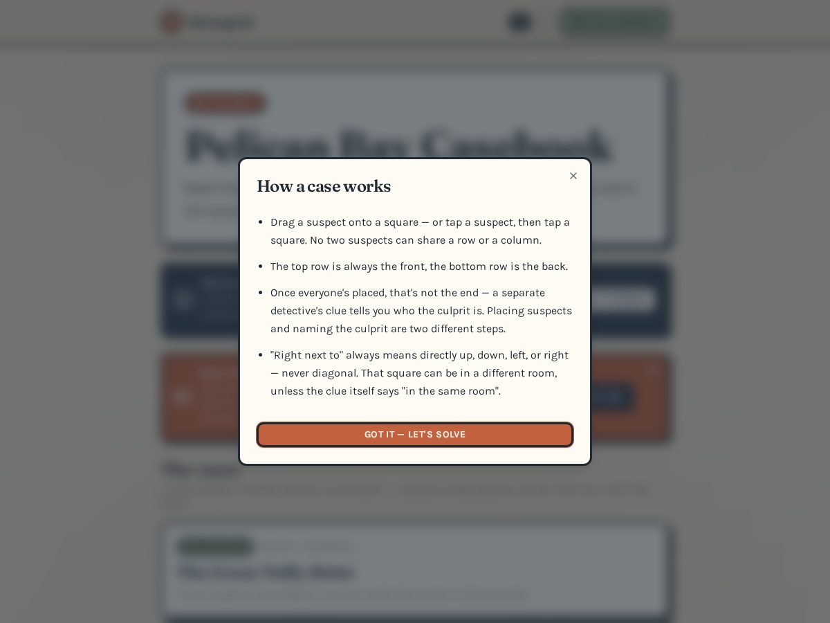 Landing-page snapshot of heistgridpuzzles.com