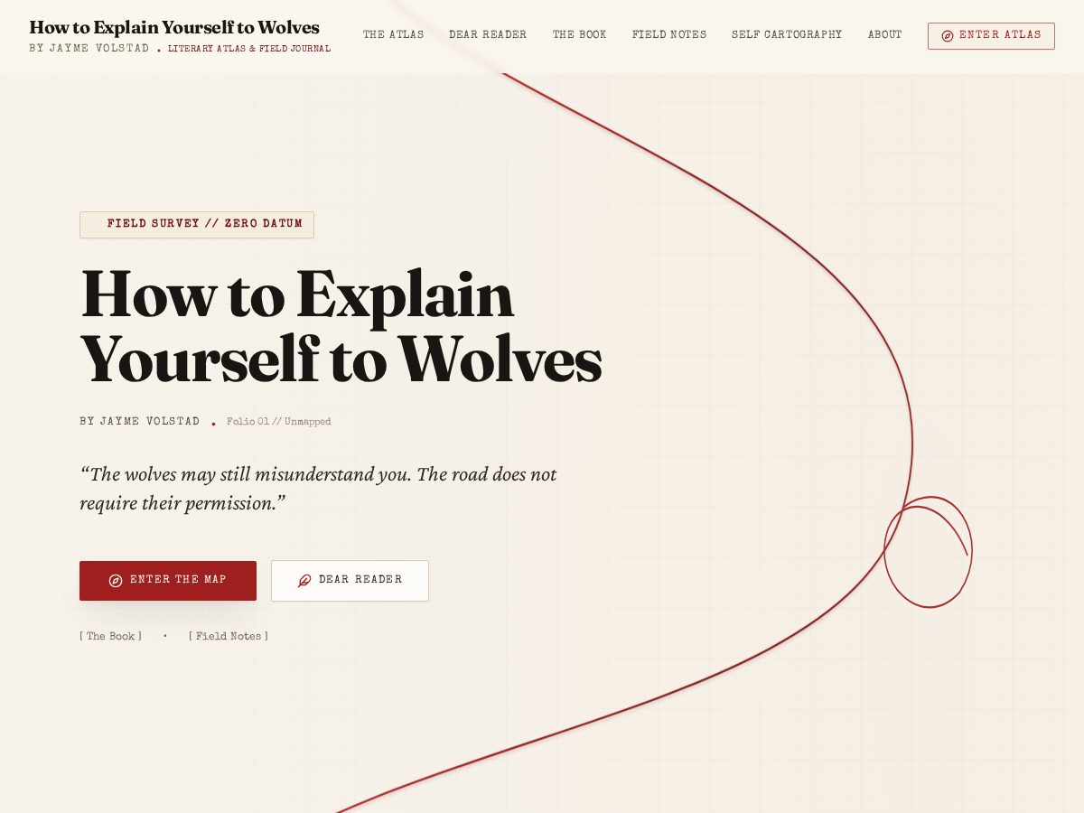 Landing-page snapshot of howtoexplainyourselftowolves.com
