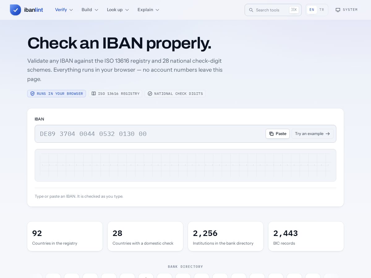 Landing-page snapshot of ibanlint.com