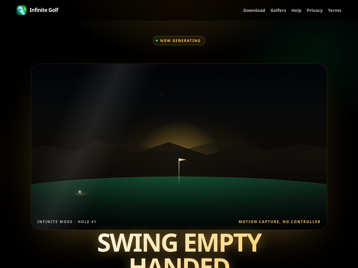 Landing-page snapshot of infinitegolf.app