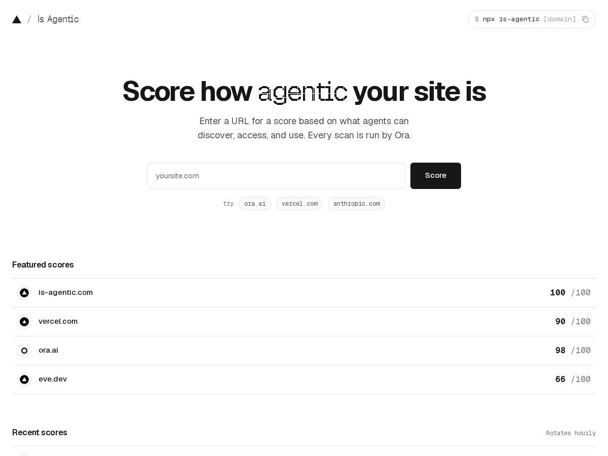 Landing-page snapshot of is-agentic.com
