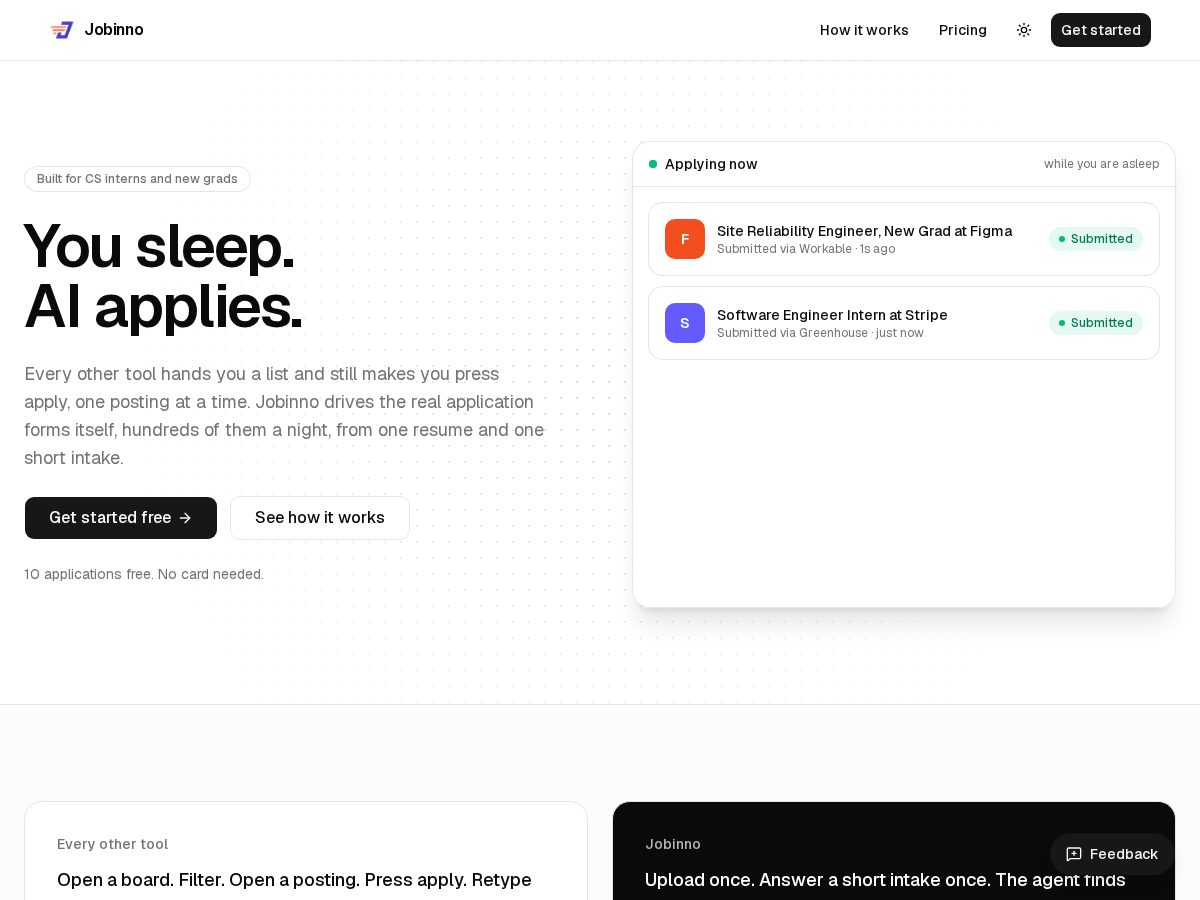 Landing-page snapshot of jobinno.app
