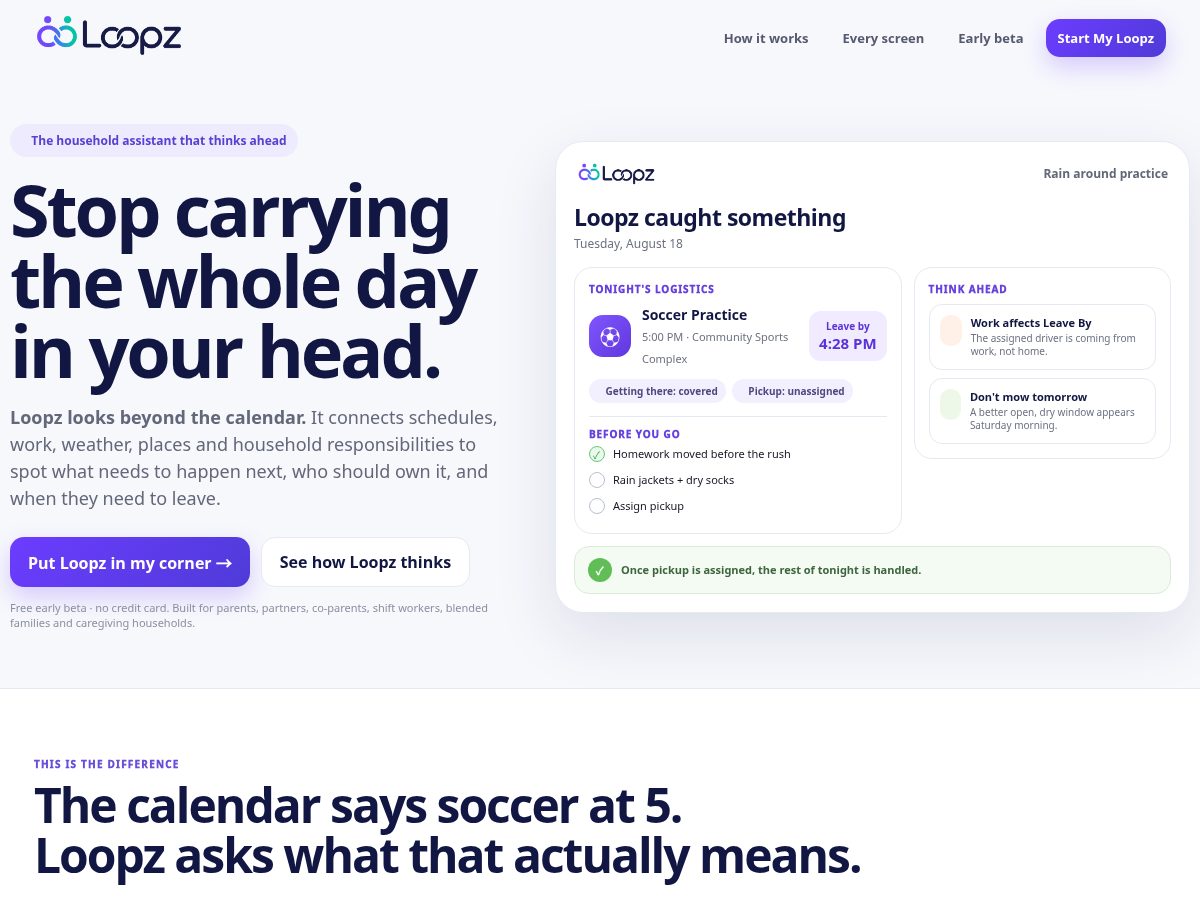 Landing-page snapshot of joinloopz.com