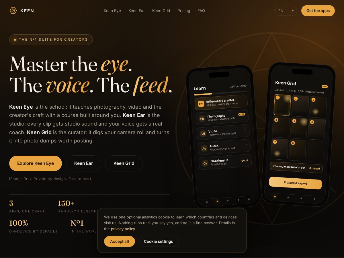 Landing-page snapshot of keensuite.app
