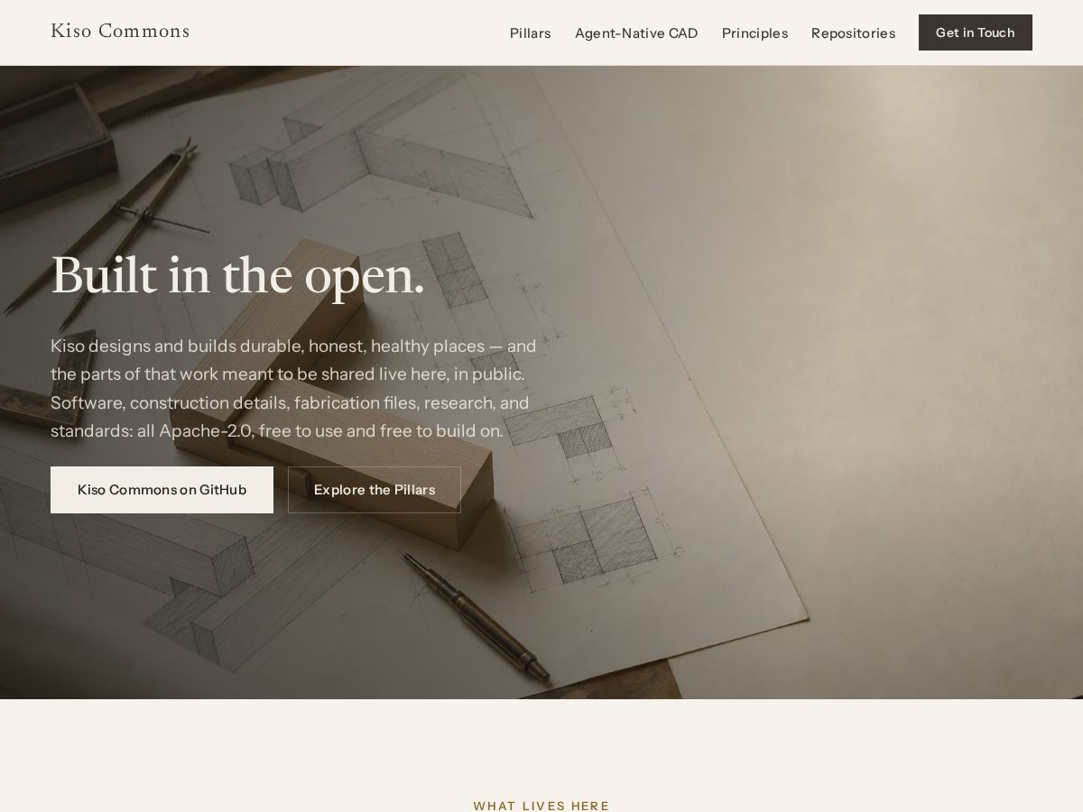 Landing-page snapshot of kisocommons.org