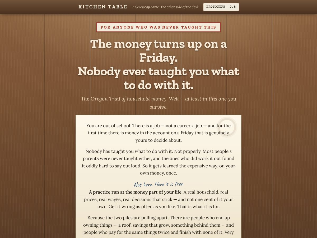 Landing-page snapshot of kitchentable.quest