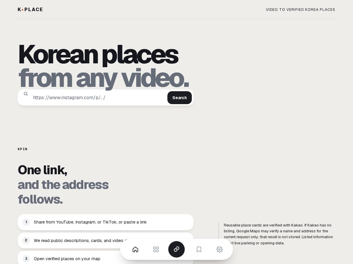 Landing-page snapshot of kpin.place