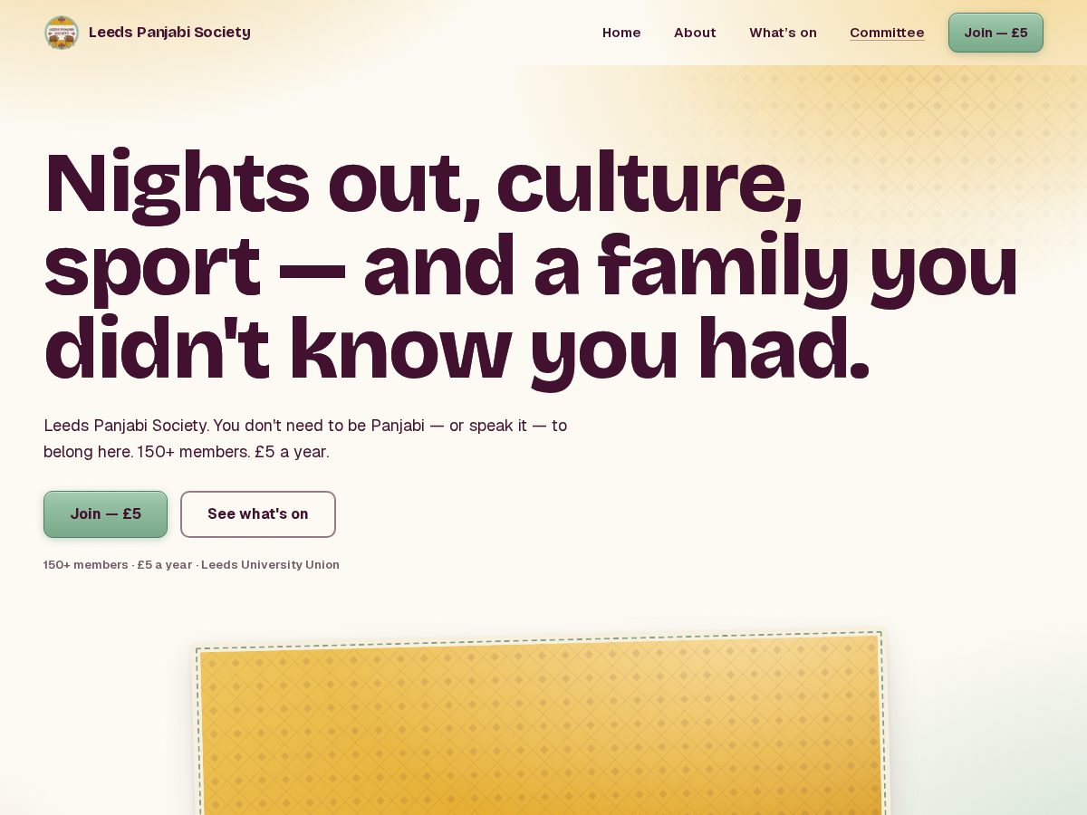 Landing-page snapshot of leedspanjabisociety.com