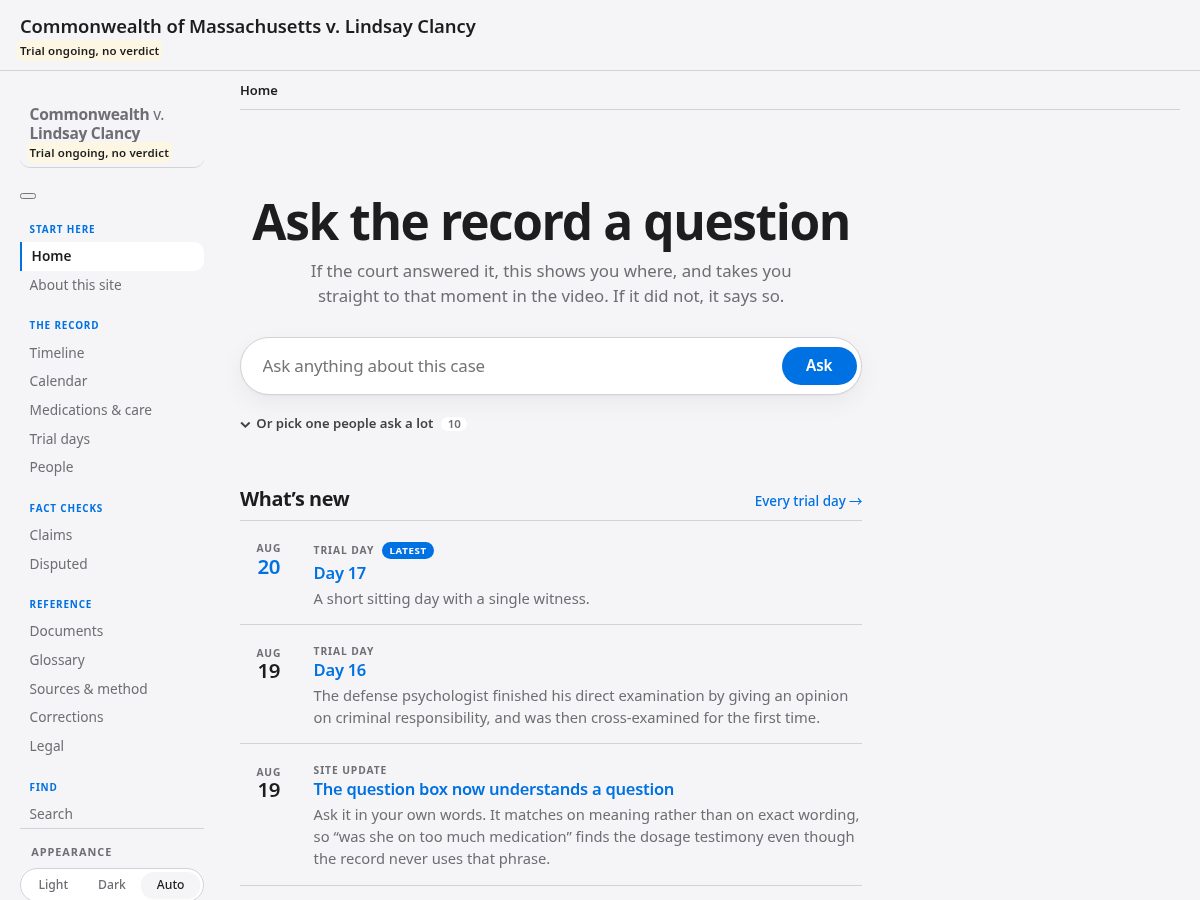 Landing-page snapshot of lindsayclancycase.com
