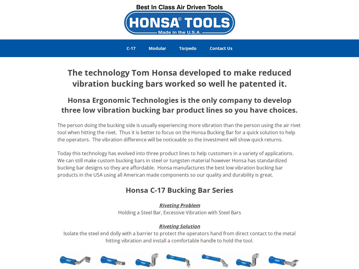 Landing-page snapshot of lowvibrationbuckingbars.com