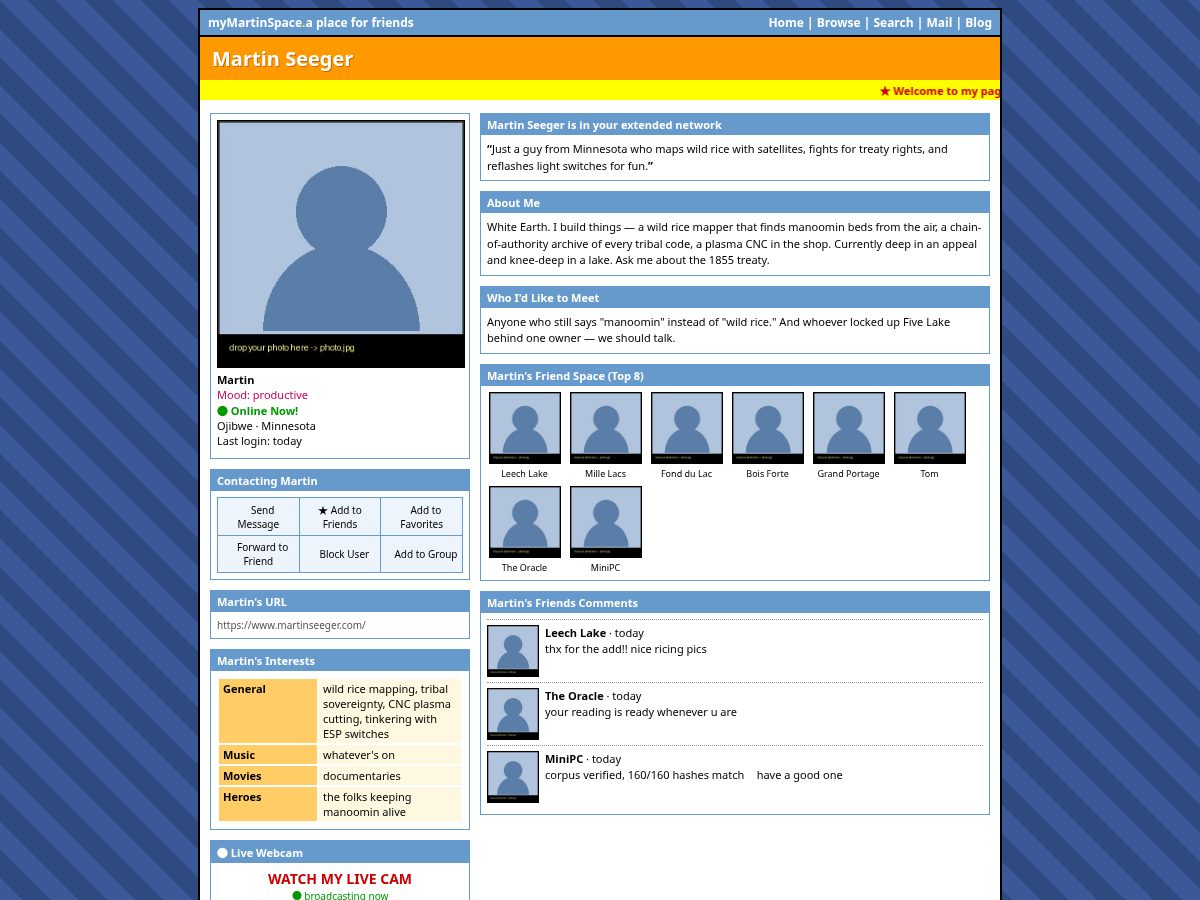 Landing-page snapshot of martinseeger.com