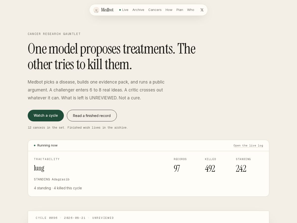 Landing-page snapshot of medbot.fun