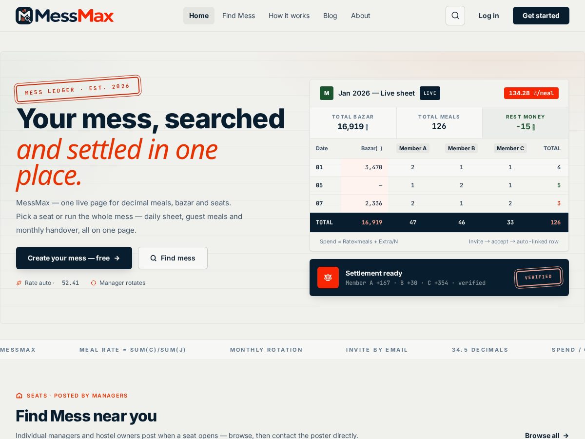 Landing-page snapshot of messmax.net