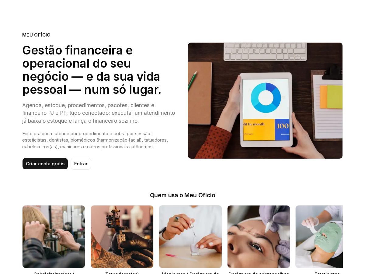 Landing-page snapshot of meuoficio.app