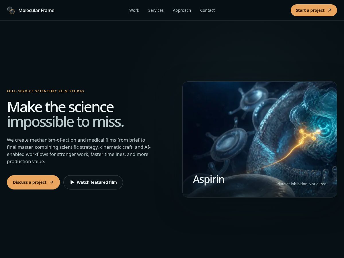 Landing-page snapshot of molecularframe.com