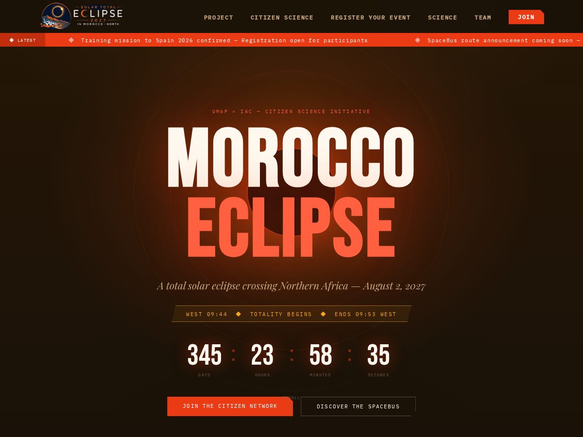 Landing-page snapshot of moroccoeclipse2027.com