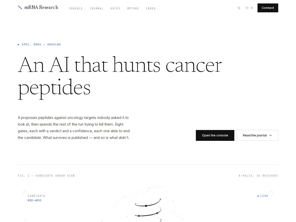 Landing-page snapshot of mrna-research.tech