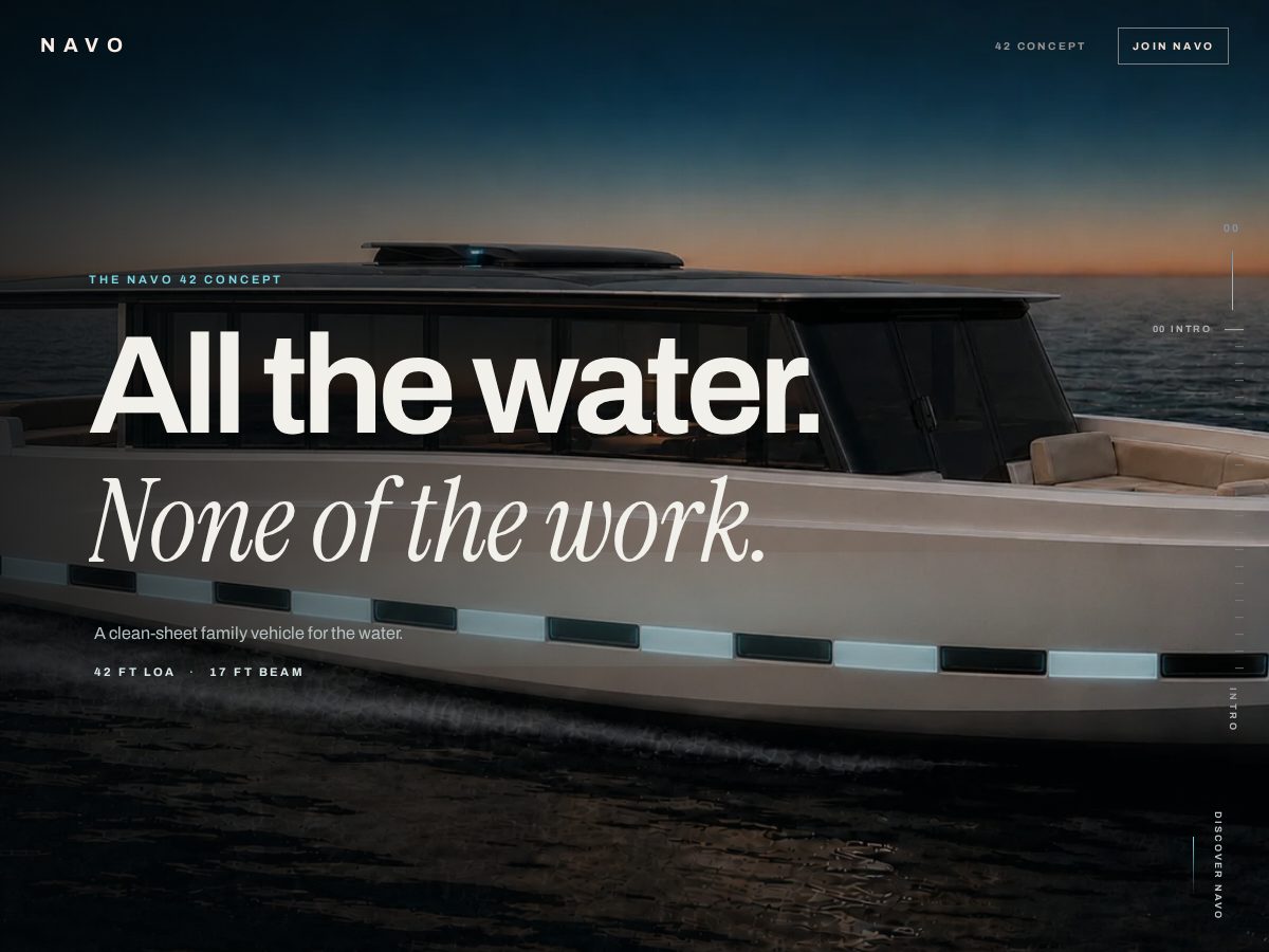 Landing-page snapshot of navoyacht.com