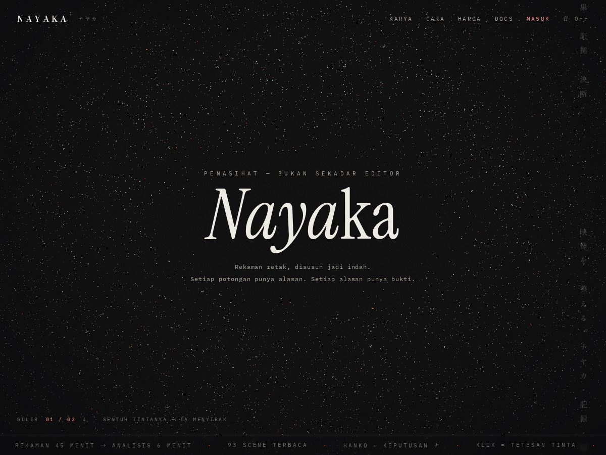 Landing-page snapshot of nayaka.studio