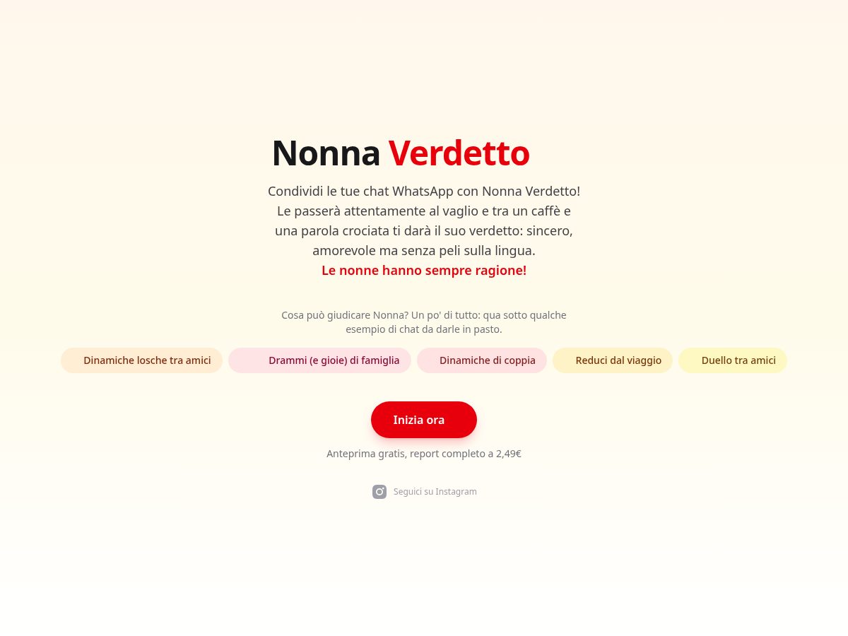 Landing-page snapshot of nonnaverdetto.com