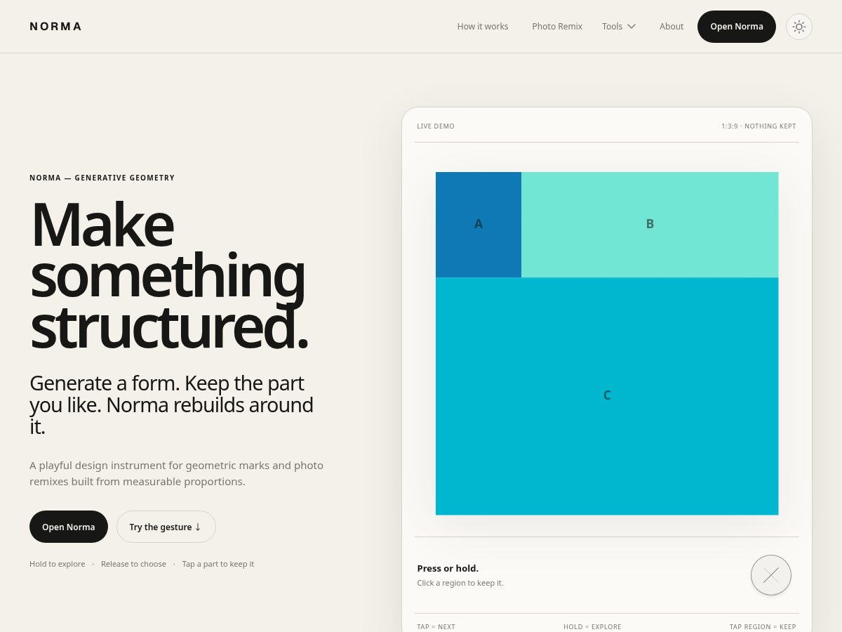 Landing-page snapshot of norma.science