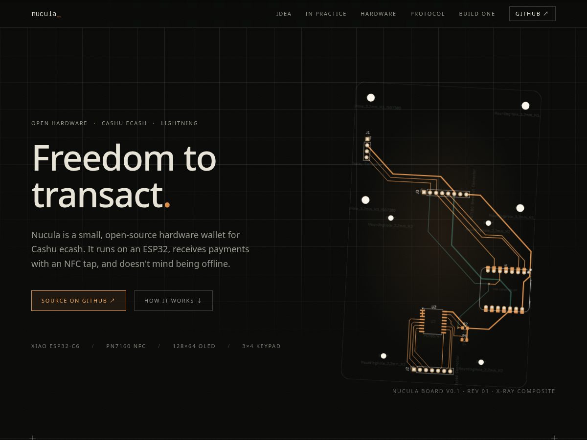 Landing-page snapshot of nucula.dev