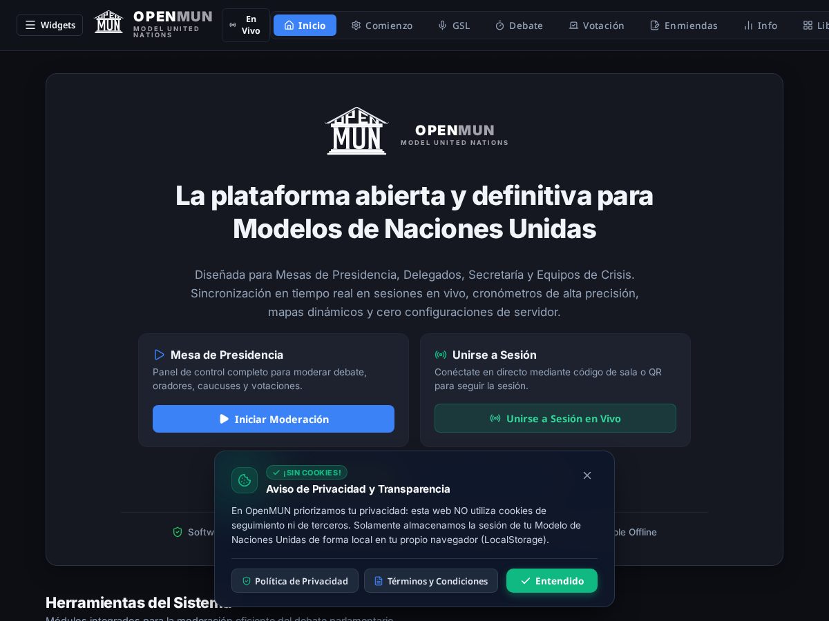 Landing-page snapshot of openmun.app