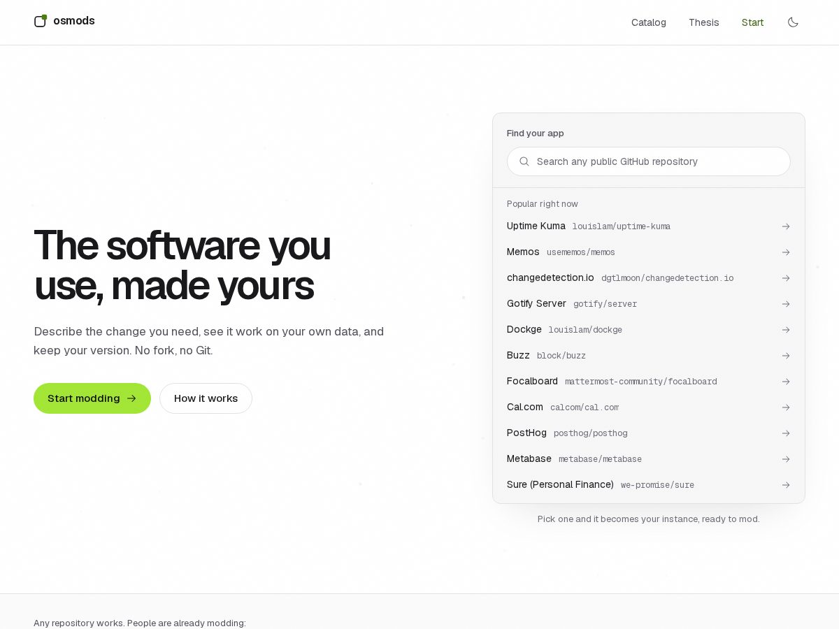 Landing-page snapshot of ossmods.com