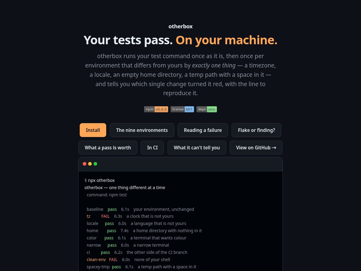 Landing-page snapshot of otherbox.dev