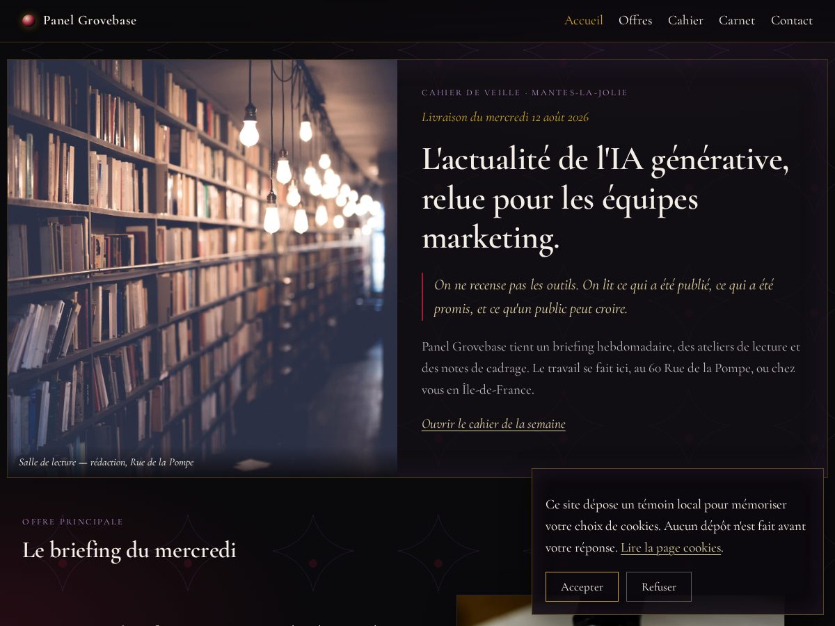 Landing-page snapshot of panel-grovebase.click