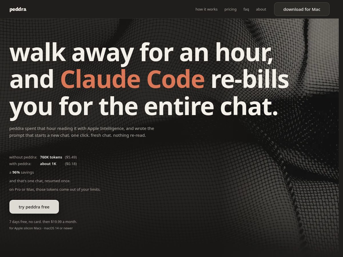 Landing-page snapshot of peddra.app
